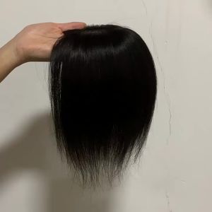 9 * 9-25 ซม. ชิ้นผมมนุษย์ 100% สีดำและสีน้ำตาลมอคค่า ท็อปเปอร์ผม ปิดผมขาว ระบายอากาศได้และน้ำหนักเบา เพิ่มปริมาณผมสำหรับผู้หญิง