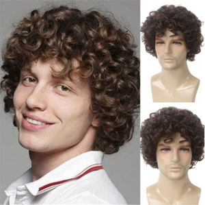 Cross-border European and American wigs hair fashion mens wigs fluffy short hair mechanism chemical fiber wigs headgear menswig