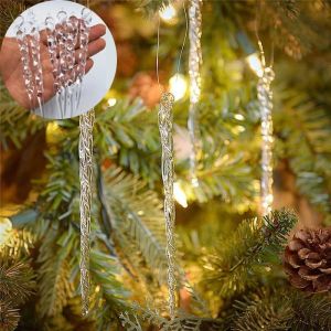 12/5Pcs Plastic Simulation icicle Christmas Tree Hanging Ornament Xmas Decor 13cm