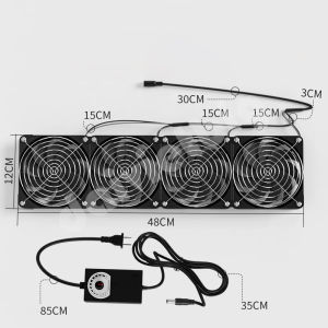 Quạt Tản Nhiệt 4 Cái 12x48cm Kèm Điều Tốc – Sức Gió Mạnh Mẽ Làm Mát Siêu Hiệu Quả!
