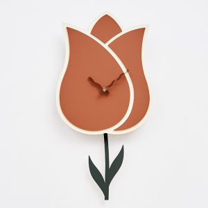 Minimalist Nordic Series Swing Wall Clock Hot Sale Home Living Room Simple and Fashion Mute Creative Vintage Clock Art Tulips Decorations 26x51.2cm