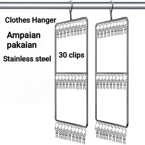 Keluli tahan karat 3-tier bayi kanak-kanak pakaian stoking hanger klip pelbagai pengeringan hanger 30 klip. Stainless steel 3-tier Baby Kids Clothes Socks hanger Multiple Clips Drying hanger 30 clips