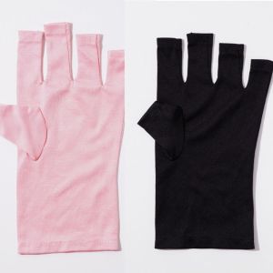 W3DD 1Pair UV LED Lamp Compatible Nail Art UV Protection Gloves Hand Protector Polyester Anti UV Radiation Gloves Durable Nail Art Gel Tool Gel Nail Manicure Gloves for Nail UV LED Lamp