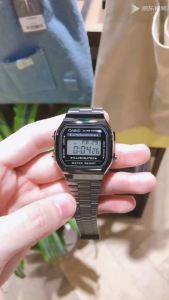 Casio/Outlet Jam Tangan Lelaki G-STEEL Vintage A168WGG-1A Digital Silver Stainless Steel Strap Mens Watch