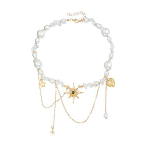 Trendy Octagram Pendant Necklace Compact Collar Design Lightweight Alloy Chain Versatile For Fashionable Looks