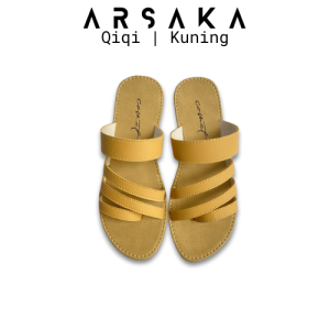 Sandal Wanita QIQI Arsaka Sandal Jepit Wanita Strip3 Sol Karet Anti Licin Sandal Flat Wanita Terbaru