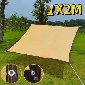 เข้ารหัสและหนาขึ้น ม่านบังแดดสีเบจ มุ้งบังแดด ผ้าใบกันฝน ผ้าใบกันแดด ผลิตจากวัสดุ HDPE อัตราการแรเงา 99% หน้ากว้าง 2/3/4/5/6 เมตร