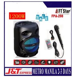 FT-Star FPA-298 Trolley Speaker With USB/TF/FM/BT And Wired MIC Remote Charger Cable