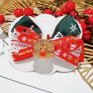 Cute Christmas Bow Hair Clip for Kids with Santa and Snowman Design Festive Holiday Hair Accessory