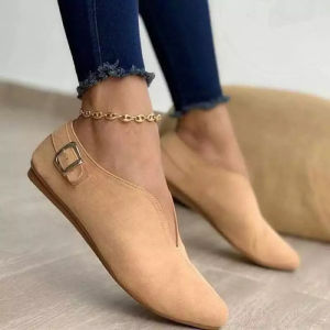 [Free Shipping] Wind Buckle V-Neck Casual Shoes Fashionable Available In Large Sizes 35-43 WomenS Shoes Durable Comfortable Casual And Versatile