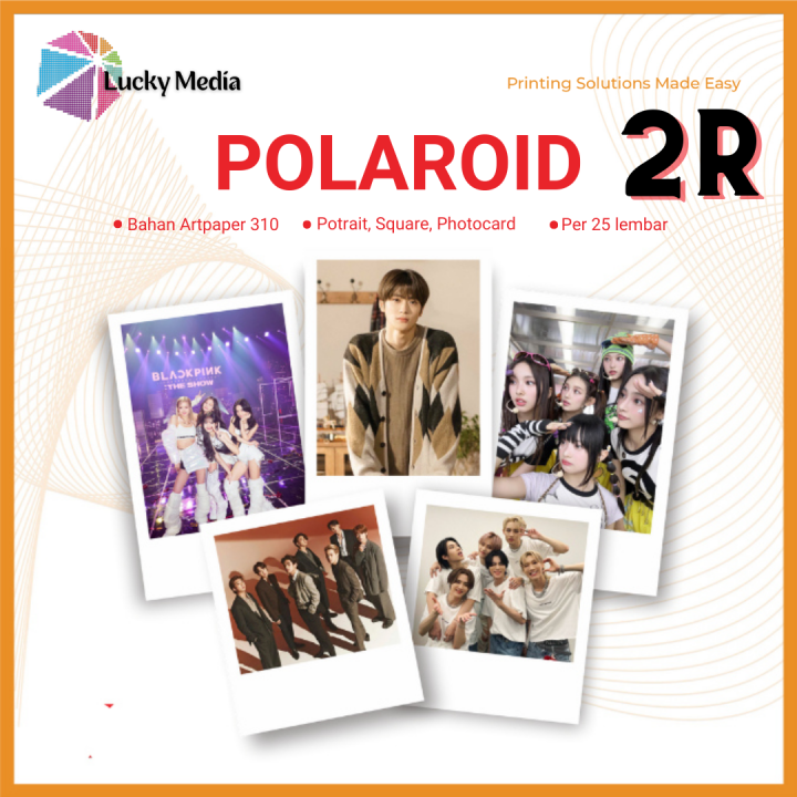 Cetak Foto Polaroid Ukuran 2R Min 25lbr Photocard KPOP Anime 1Sisi Potrait Square Poto Laminasi Doff