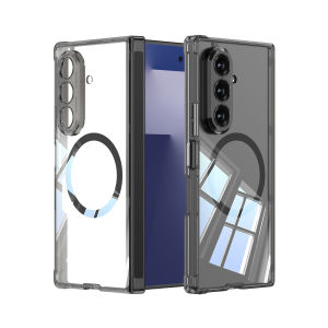 Hinge Protection Z Fold 7 Clear Anti-Drop Case Back Cover MagSafe Magnetic Ring Samsung Galaxy Z Fold7 Casing Four Corner Air Cushion Shockproof Transparent Phone Case Accessories
