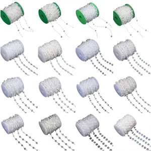 Clear Plastic Beaded Chain For Handmade Craft Making Craft Bead String for Wedding Dress Clothing Embellishments