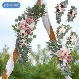 MLADEN Artificial Wedding Arch Garland 2 Set Faux Flowers Greenery for Ceremony Decor and Reception