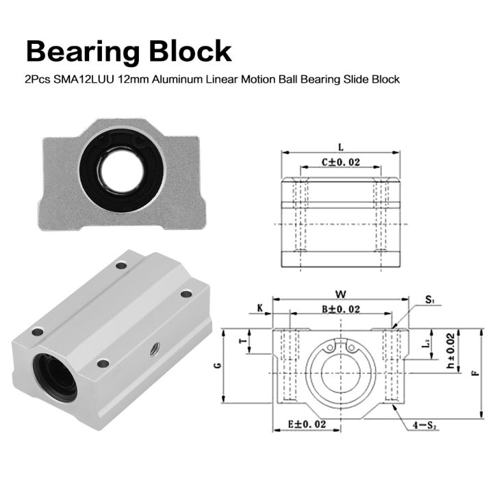 4-Pack SCS12UU Linear Ball Bearings - 12mm Aluminum Slide Blocks For