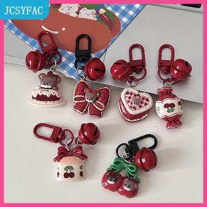 JCSYFAC  Thời Trang Little Bear Bánh Cherry Bow Keychain Mặt Dây Chuyền Cho Phụ Nữ Cô Gái Tinh Tế Tai Nghe Trường Hợp Quyến Rũ Ba Lô Trang Trí Quà Tặng