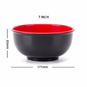NAELIN Phong cách Nhật Bản Bát Melamine Đen Đỏ Gốm Hộp đựng thức ăn Không thể phá vỡ Bát súp Đồ dùng ăn uống