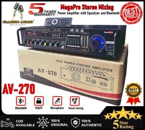 MegaPro AV-270 Stereo Mixing Power Amplifier Super Heavy Duty with Equalizer and Bluetooth 1000WX2/ Super High Performance + High Power Output  Bluetooth  USB/SD Card Player and Digital FM (100% Original)
