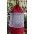 Áo lồng chim khuyên lưới vải đỏ, có khoá. Phụ kiện lồng chim Main86. 