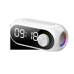 Loa không dây máy tính để bàn Soundbar Đồng hồ báo thức kép LED ánh sáng Hifi hộp âm thanh hỗ trợ TF thẻ FM Radio AUX chế độ