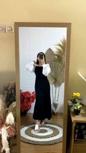 [LENGAN PANJANG] CARLA BW DRESS SEMI DUYUNG GAUN KASUAL KOREA