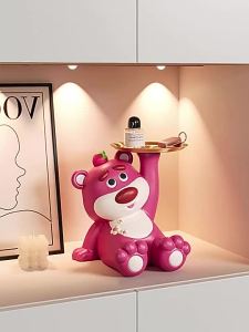 Strawberry Bear Tray Storage Home Living Room Decoration Housewarming Soft Decoration TV Cabinet Entrance Cartoon Decoration