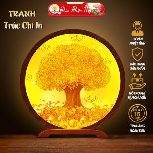 Đèn Thờ Hào Quang Trúc Chỉ In Cây Kim Tiền CHÂN THIỆN MỸ Vật Phẩm Phong Thủy Trang Trí Nội Thất TC-HQ-295