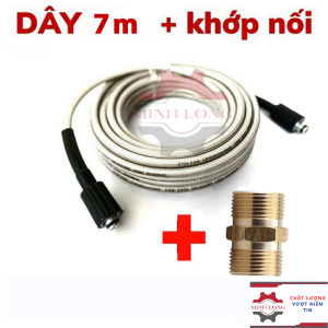 Dây rửa xe 7 10 15 20 Dây rửa xe áp lực cao ren 22mm -kèm khớp đồng nối dây ( LOẠI 1)