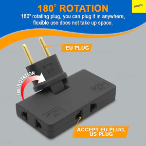 Steker Gepeng 180 Derajat 3 Cabang Lipat Tipis Stop Kontak Listrik Pipih Colokan Putar 3 in 1 EU