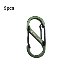 NOBLELYN 5pcs Aluminum Alloy S Type Carabiner 3 Colors With Lock Anti-Theft Keychain High Quality Outdoor Camping Backpack Buckle