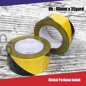 48mm x 35y Lakban Isolasi Police Line Garis Polisi Hitam Kuning Floor Marking Warning Barricade Tape