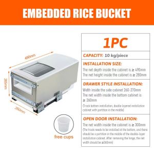 Pull Out Rice Bucket Kitchen Rice Bucket Storage 10kg Rice Dispenser And Storage Drawer Rice Bucket