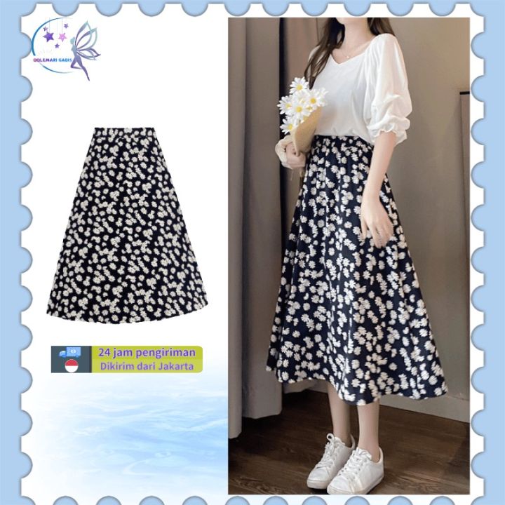 Rok Daisy/Rok korean style Daisy Rok Panjang/Midi Skirt Chiffon