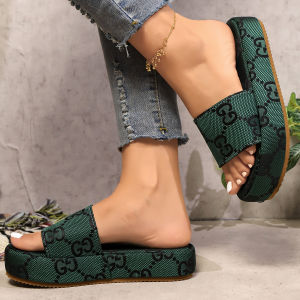 Thick-Soled WomenS Outdoor Summer New Style Large Size Letter Print Platform Sandals