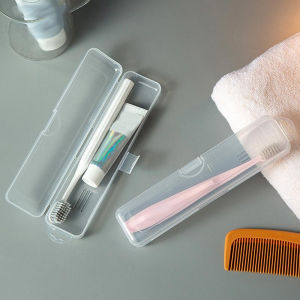 2pcs Portable Toothbrush Box Transparent Organizer Case Travel Toothbrush Holder Plastic Toothpaste Box