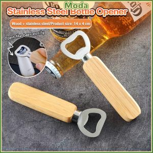 Moda Wooden Bottle Opener Stainless Steel Can Opener Household Kitchen Bar Tools for Wedding Party Home Restaurant
