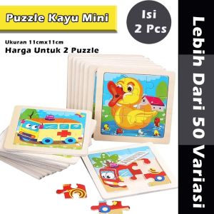 elink Isi 2 Pcs Mainan Edukasi Wooden Puzzle / Puzzle Kayu Jigsaw / Mainan Puzzle Kayu Anak Ukuran Kecil - Mainan Puzzle Kayu Bongkar Pasang Edukatif Anak