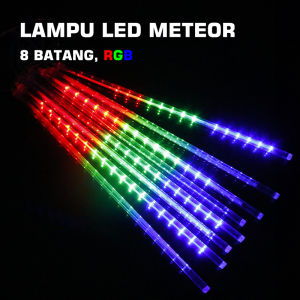 Lampu Meteor LED Merah-Putih 50cm 8 Batang / Lampu Hujan Meteor RGB Jatuh Salju Taman Hias