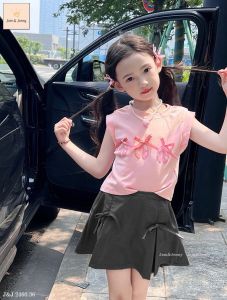 Set Jam Jenny 11-43kg cho bé gái Áo cotton 4 chiều Váy quần thắt nơ Melisa Bộ hè cho bé gái