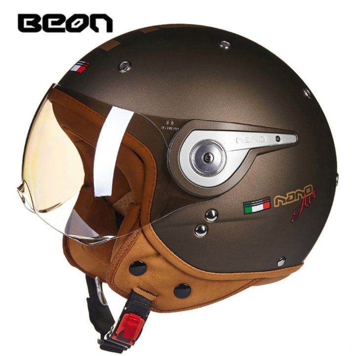 BEON B-110 Motorcycle Helmet 3/4 Open Helmets Retro Capacete Motocross ...