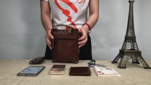 กระเป๋าหนังแท้สะพายข้างสำหรับผู้ชาย กระเป๋าสะพายข้าง กระเป๋าถือ กระเป๋าเอกสาร สีดำ 2020FYK