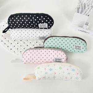 BESTITIT with Hand Strap Pencil Case Portable Polka Dot Print Pencil Pouch INS Large Capacity Stationery Bag Gift