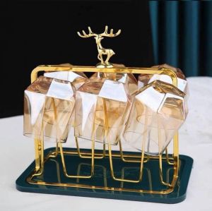 [GIA DỤNG NHÀ BẾP] Giá Úp Cốc Hình Hươu khay úp cốc Mạ Vàng sang trọng đẹp cho phòng khách