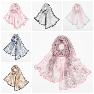 PAZNUL Classic Style Chiffon Scarf Elegant Design Print Pattern Shawl Wrap Breathable Sun Protection Scarf Women Wear