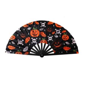 Reusable Halloween Theme Kung Fu Fan Decorative Craft Plastic 33cm Folding Costume Accessory