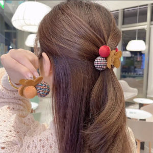 2022 Cherry Plush Hair Claw Clip For Women Houndstooth Bangs Hair Clips Small Hair Clip Hair Accessories