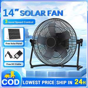 พัดลมโซลา Solar 12 นิ้ว พลังงานแสงอาทิตย์ SOLAR FAN 3 ใบพัด สาย camping outdoor ช่างก่อสร้าง ไซท์ก่อสร้าง อยู่บนเรือ ทำสวน ทำนา พัดลม