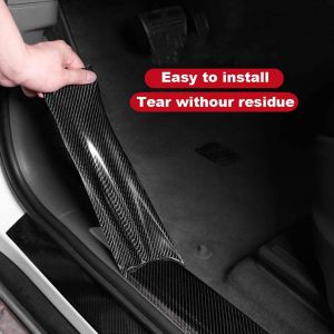 MileRush 1x Băng Dính Sợi Carbon 5D Bóng Miếng Dán Trang Trí Trang Trí Tự Làm Cho Cửa Sổ Xe Tấm Bảo Vệ Chống Trầy Xước Ngưỡng Cửa Trụ 3M X 5Cm/7Cm