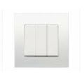 Bộ công tắc ba 1 chiều 16A màu Trắng hoặc màu Xám bạc, dòng vuông Vivace  đẳng cấp - Schneider Electric - KB33_1_WE_G19; KB33_1_AS_G19. 