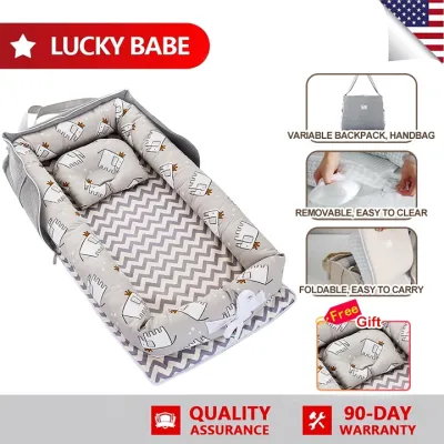 LUCKYBABE Portable Bed Middle Bed Baby Crib Foldable Newborn Bed Bionic Baby Bed Pressure Resistant Infant Sleeper for Travel Home